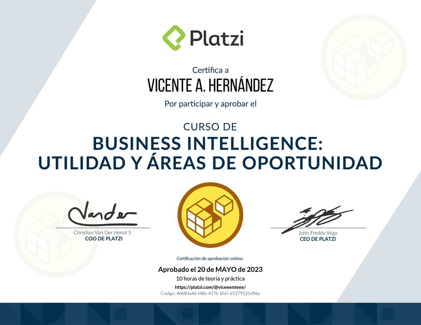 Diploma del Curso de Business Intelligence: Utilidad y Áreas de Oportunidad