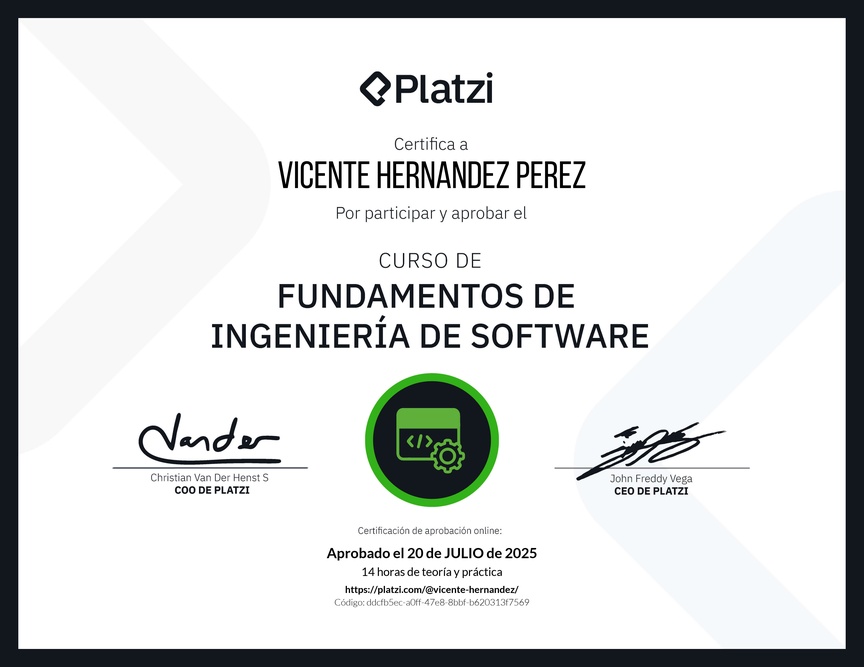 Diploma del Curso de Fundamentos de Ingeniería de Software