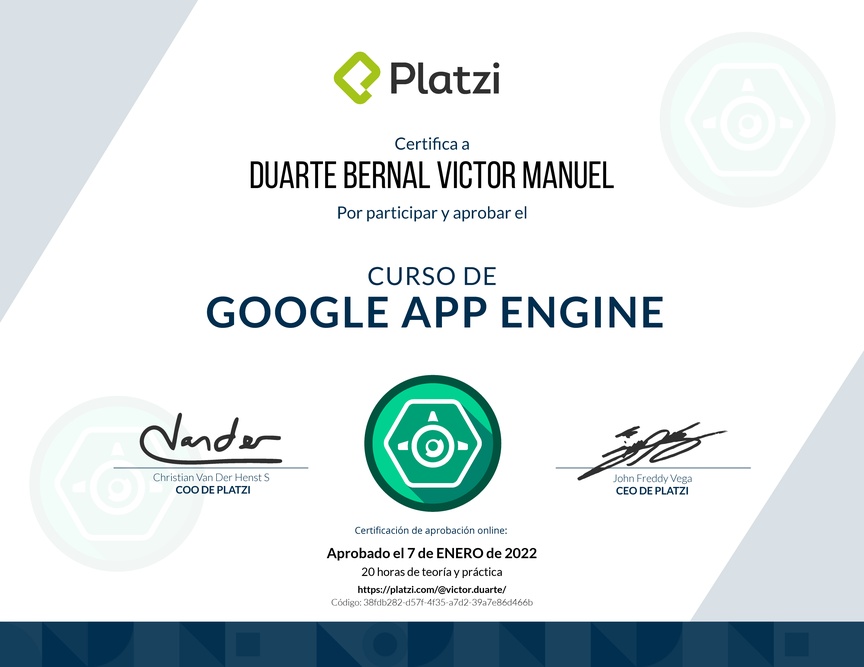 Diploma del Curso de Google App Engine