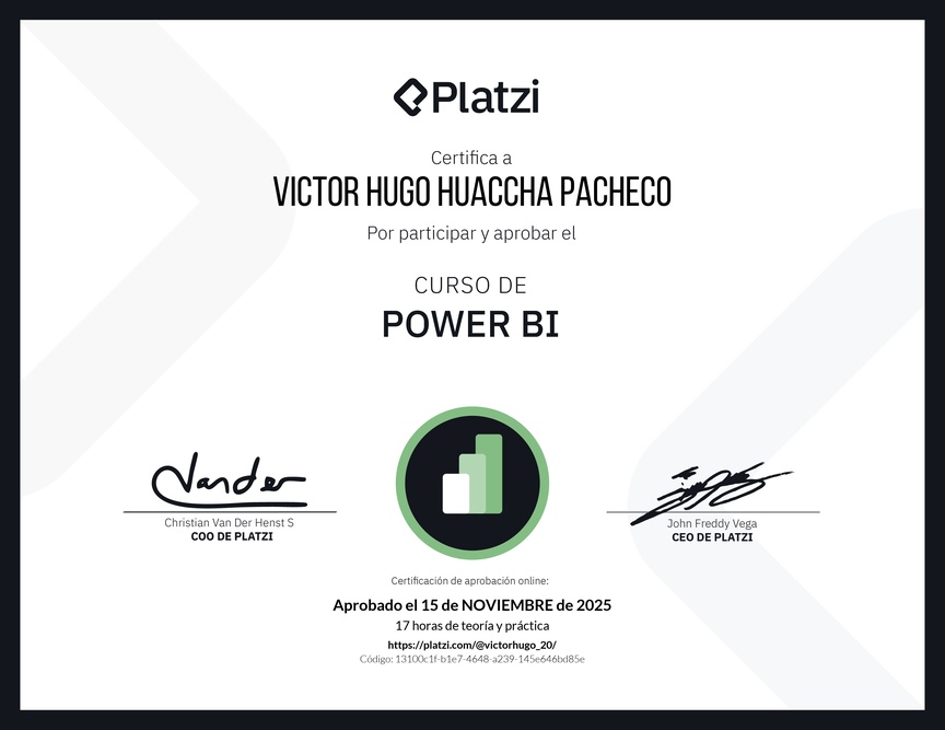 Diploma del Curso de Power BI
