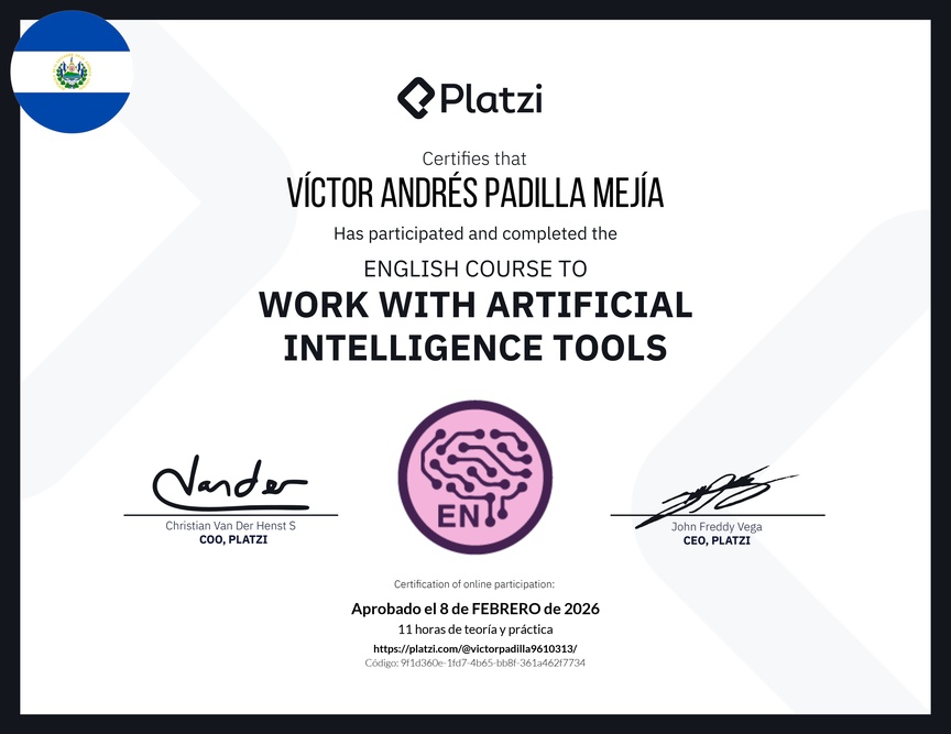 Diploma del Curso de Inglés para el Uso de Inteligencia Artificial