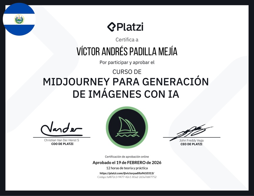 Diploma del Curso de Midjourney para Generación de Imágenes con AI