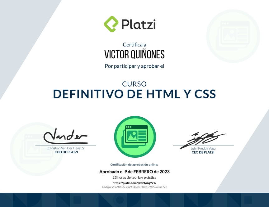 Diploma del Curso Definitivo de HTML y CSS