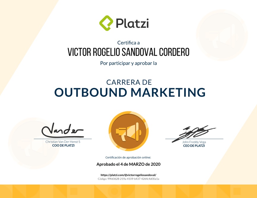 Diploma de la Ruta de Aprendizaje de Outbound Marketing