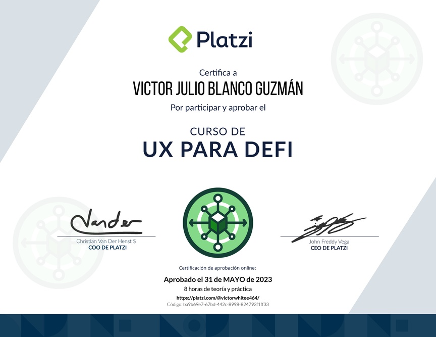 Diploma del Curso de UX para DeFi: Diseñando los Servicios Financieros del Futuro