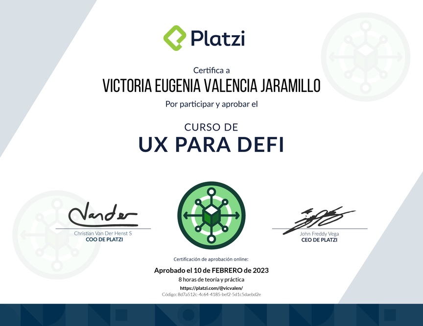 Diploma del Curso de UX para DeFi: Diseñando los Servicios Financieros del Futuro
