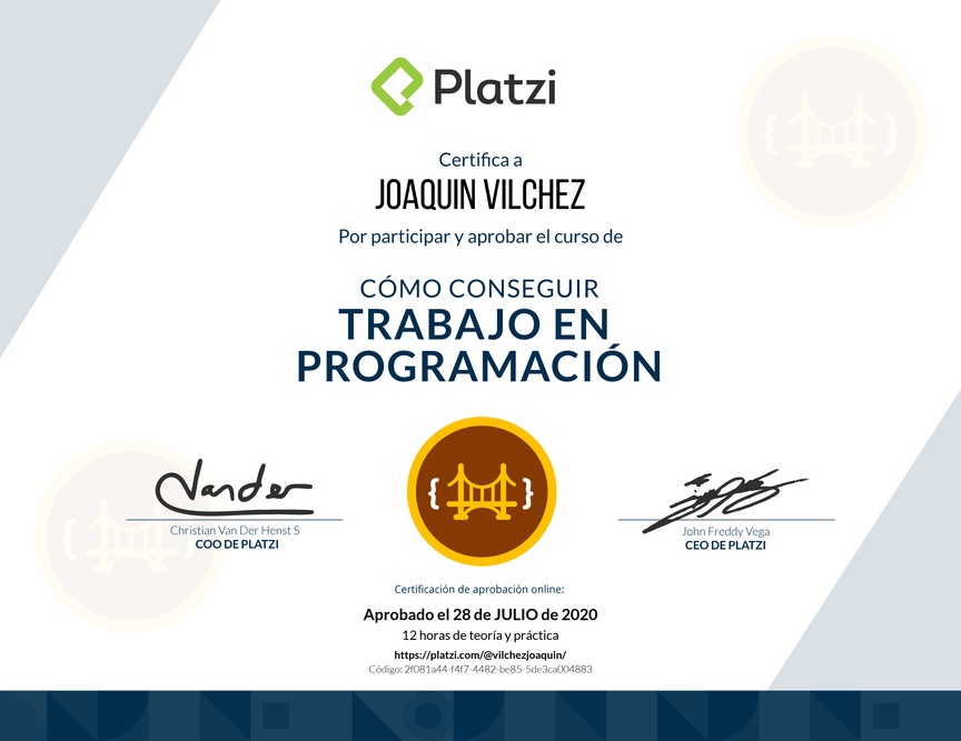 Diploma de Cómo Conseguir Trabajo en Programación