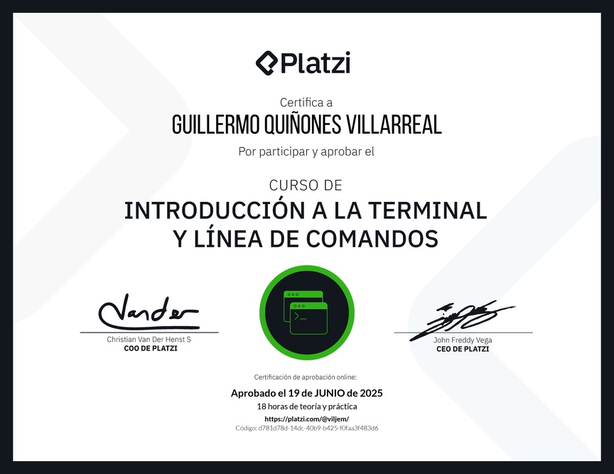 Diploma del Curso de Introducción a la Terminal y Línea de Comandos