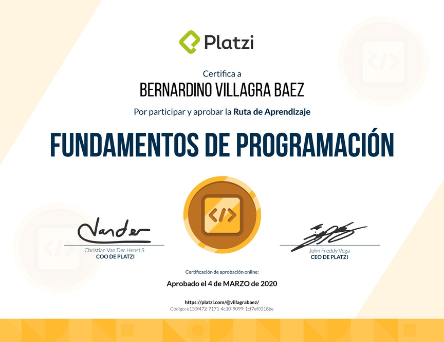 Diploma de la Ruta de Aprendizaje de Fundamentos de programación