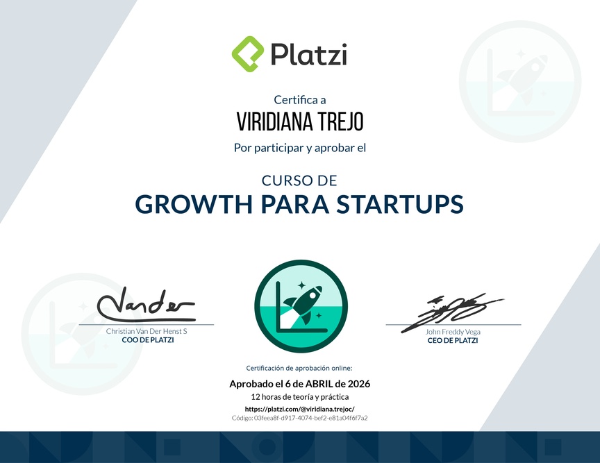 Diploma del Curso de Growth para Startups