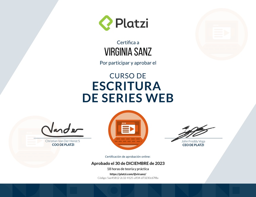 Diploma del Curso para escribir Series Web