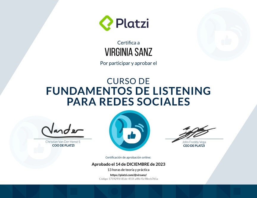 Diploma del Curso de Técnicas de Listening en Redes Sociales