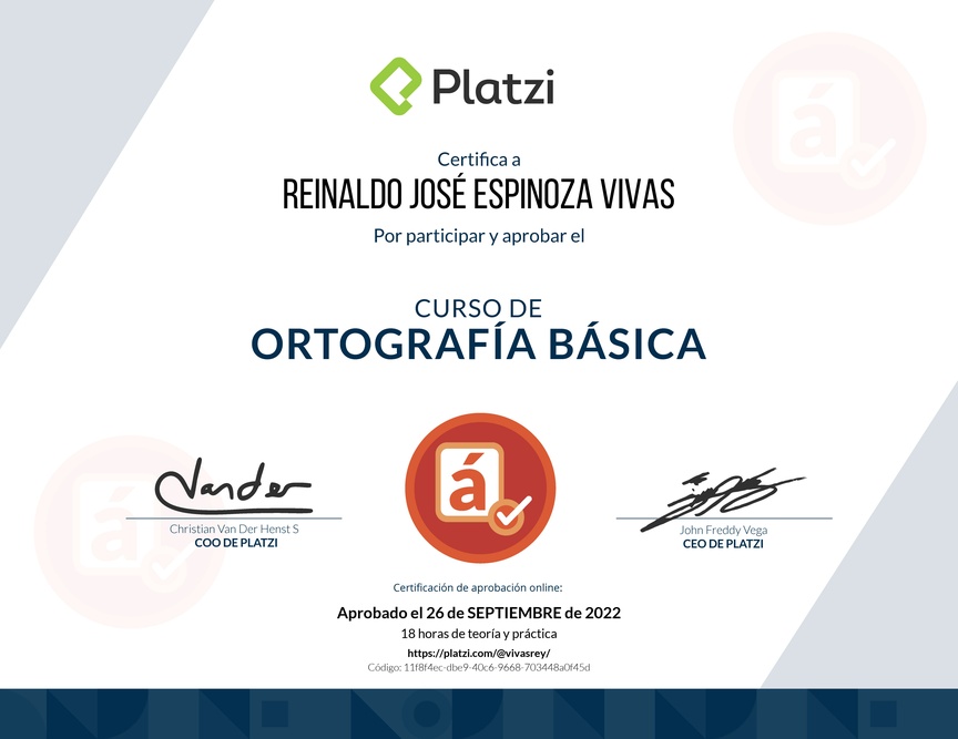 Diploma del Curso de Ortografía Básica