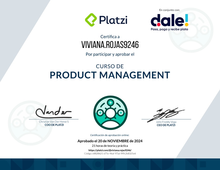 Diploma del Curso de Product Management