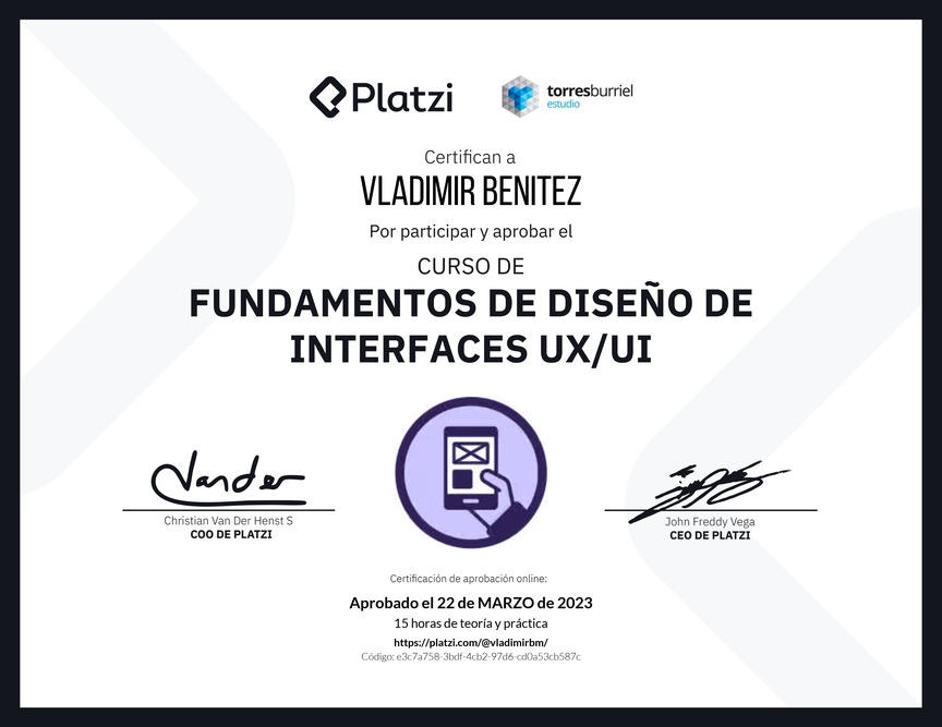 Diploma del Curso de Fundamentos de Diseño de Interfaces UX/UI