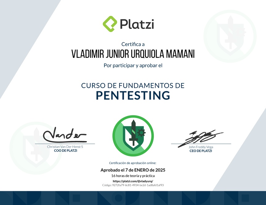 Diploma del Curso de Fundamentos de Pentesting