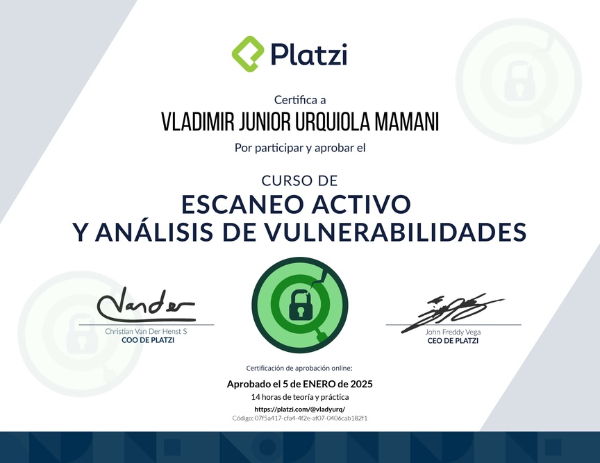 Diploma del Curso de Escaneo Activo y Análisis de Vulnerabilidades