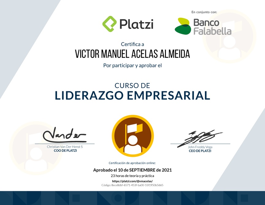 Diploma del Curso de Liderazgo Empresarial
