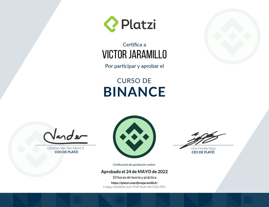 Diploma del Curso de Binance: Exchange de Criptomonedas