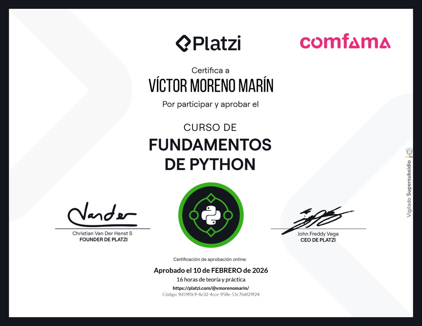 Diploma del Curso de Fundamentos de Python