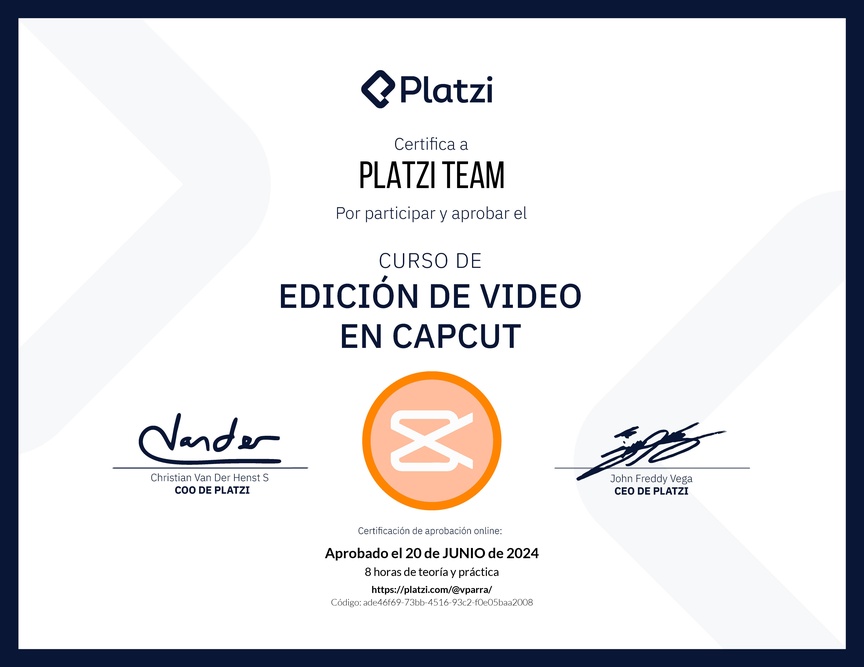 Diploma del Curso de Edición de Video con Capcut