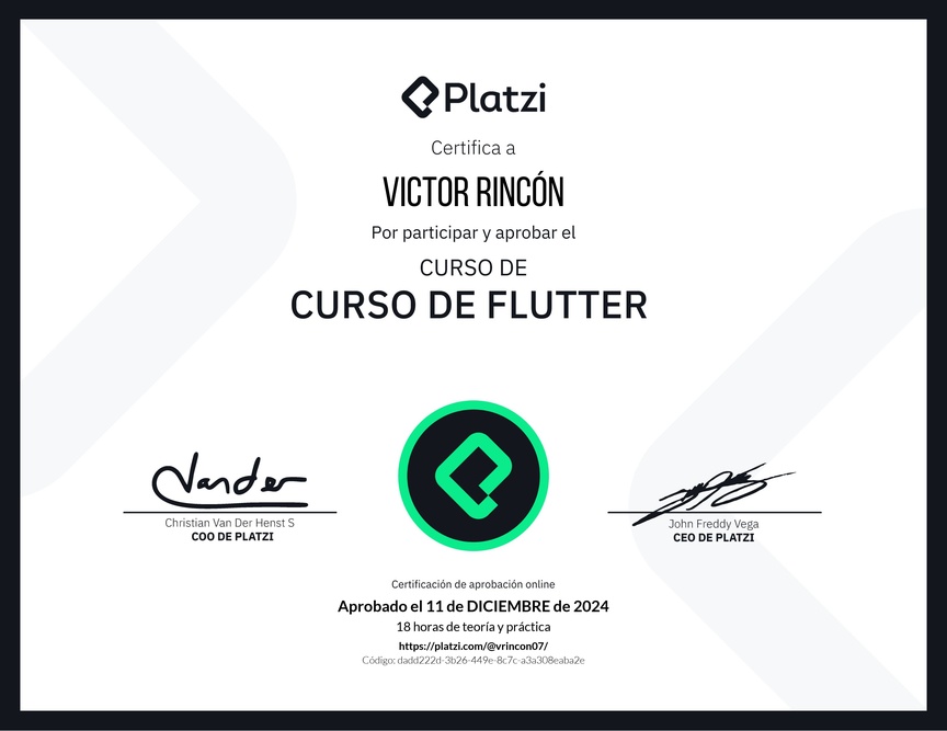 Diploma del Curso de Flutter