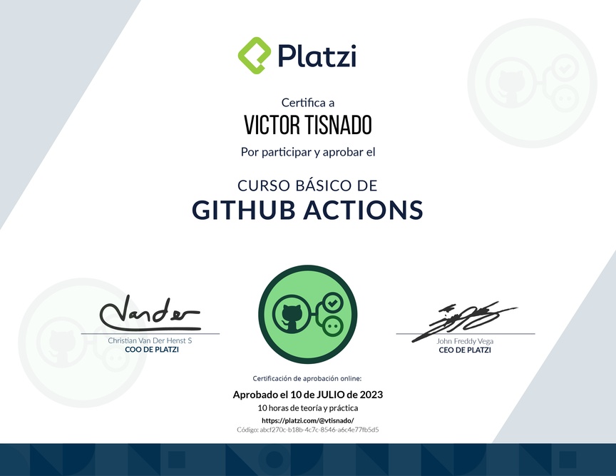 Diploma del Curso Básico de GitHub Actions
