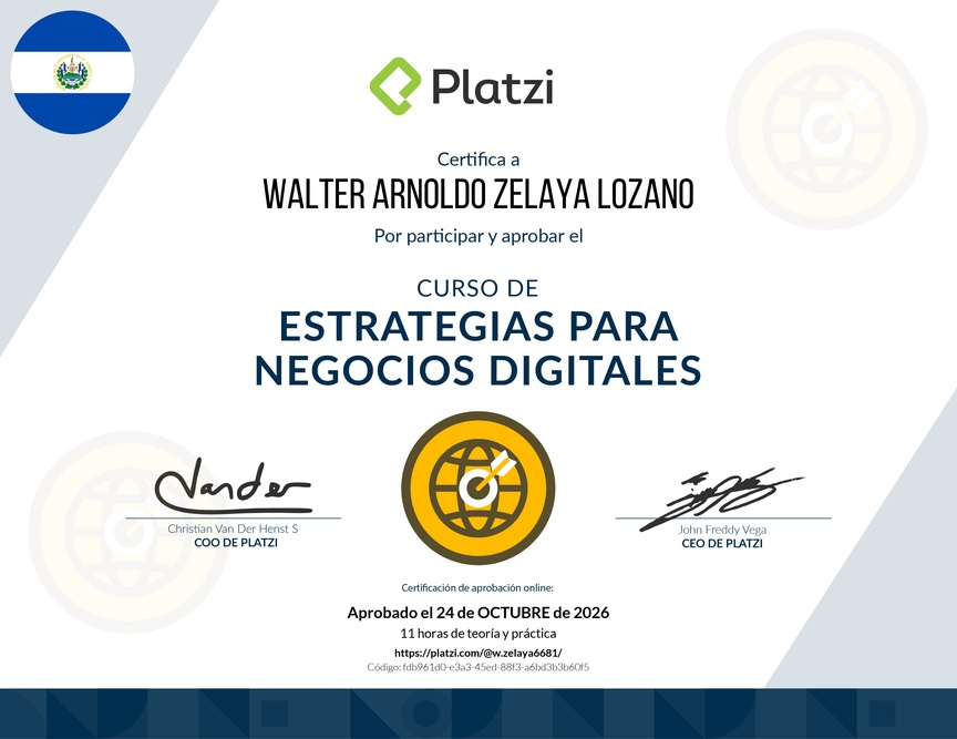 Diploma del Curso de Estrategias para Negocios Digitales