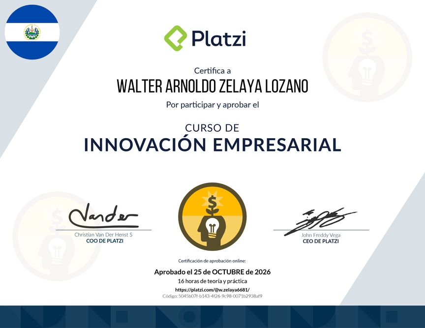 Diploma del Curso de Innovación Empresarial