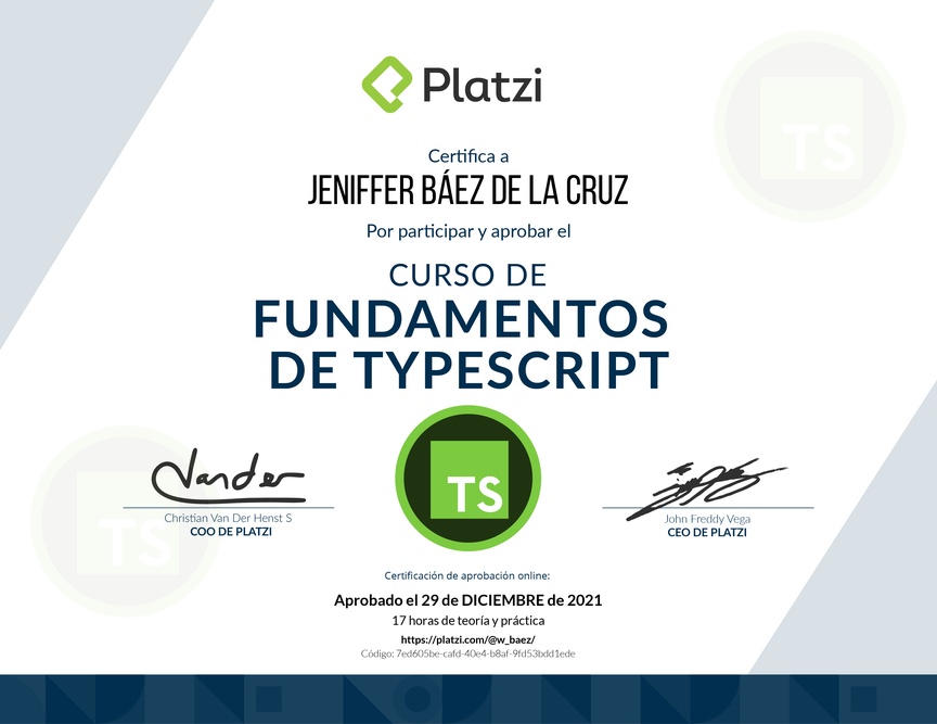 Diploma del Curso de TypeScript 3