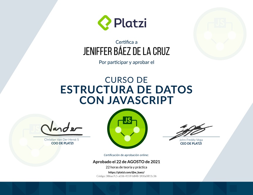 Diploma del Curso de Estructuras de Datos con JavaScript