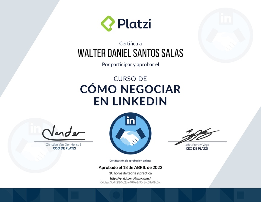 Diploma del Curso de Cómo Negociar en LinkedIn