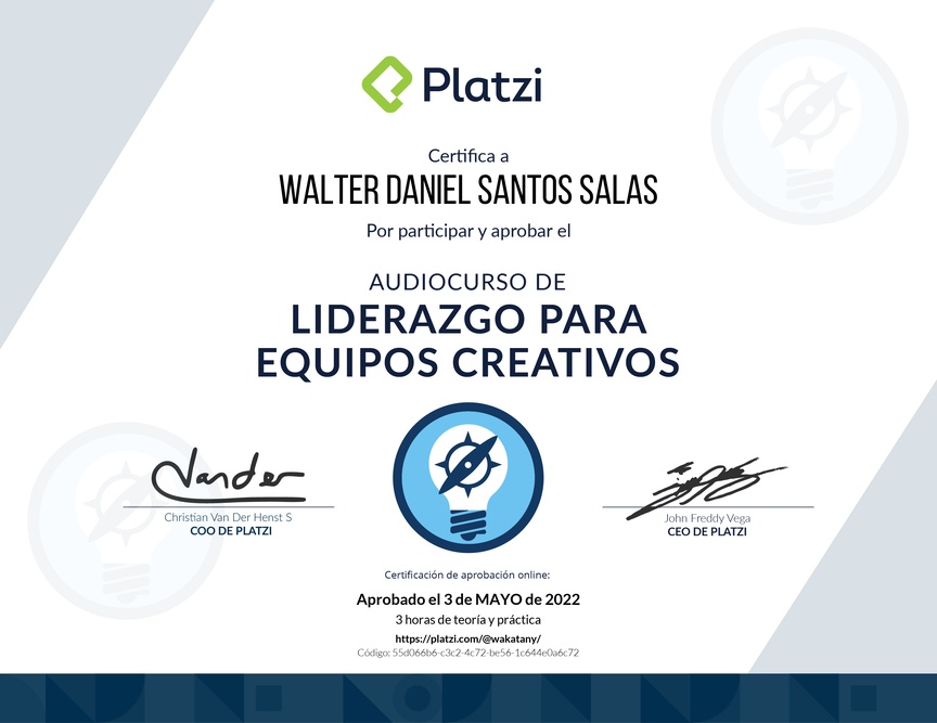 Diploma de Audiocurso de Liderazgo para Equipos Creativos