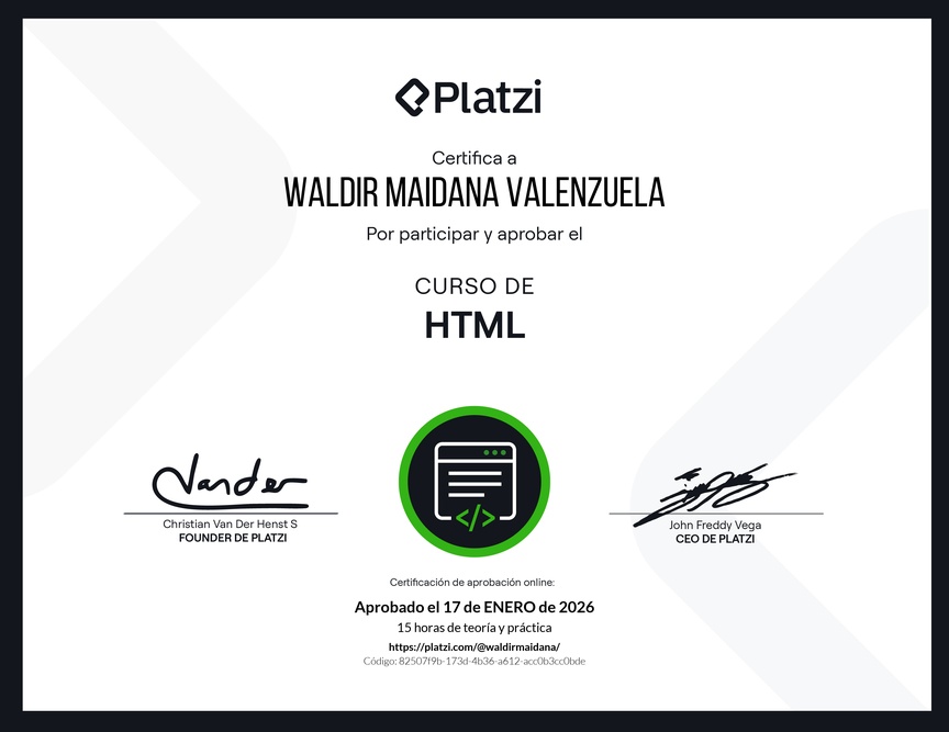 Diploma del Curso de HTML
