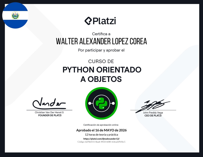 Diploma del Curso de Python Orientado a Objetos