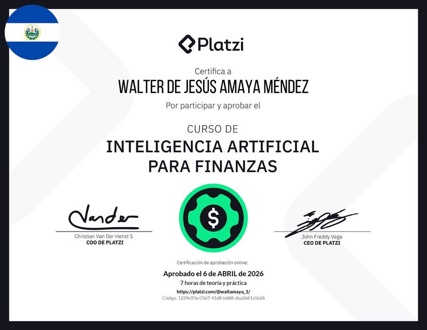 Diploma del Curso de Inteligencia Artificial para Finanzas