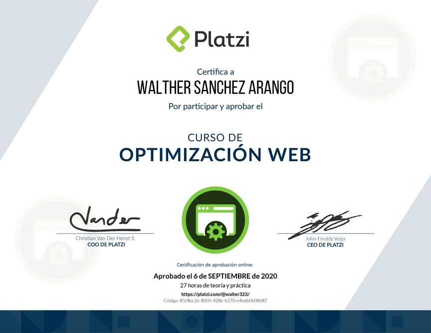 Diploma del Curso de Optimización Web