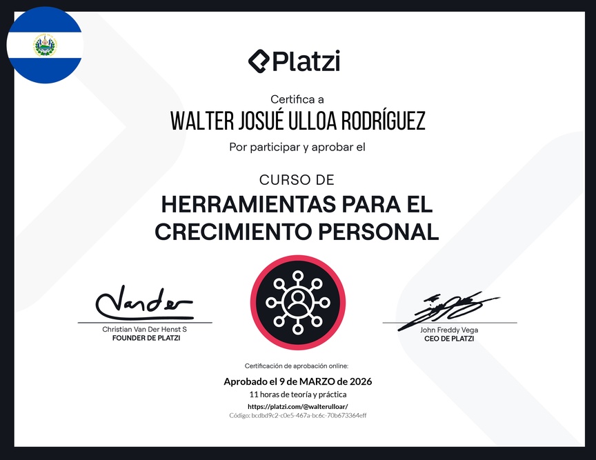 Diploma del Curso de Herramientas para el Crecimiento Personal