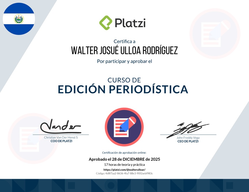 Diploma del Curso de Edición Periodística
