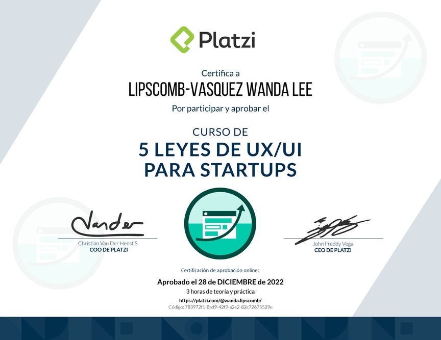 Diploma de 5 Leyes de UX/UI para Startups