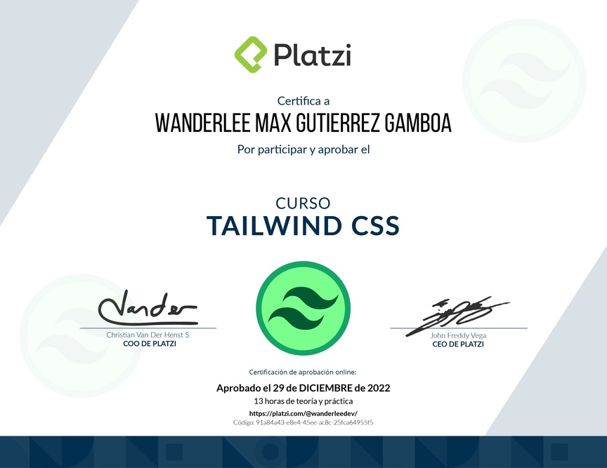 Diploma del Curso de Tailwind CSS 1