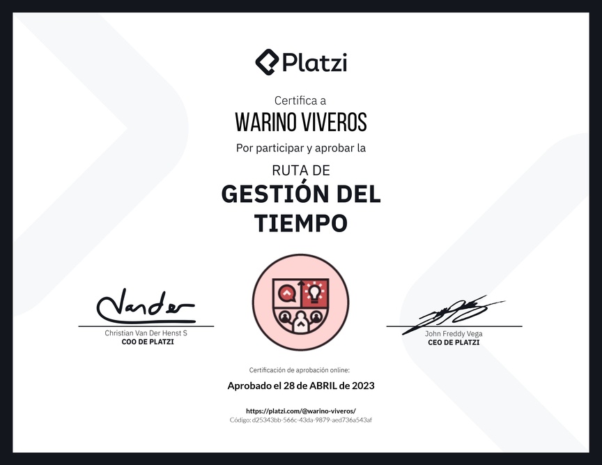 Diploma de la Ruta de Aprendizaje de Gestión del tiempo