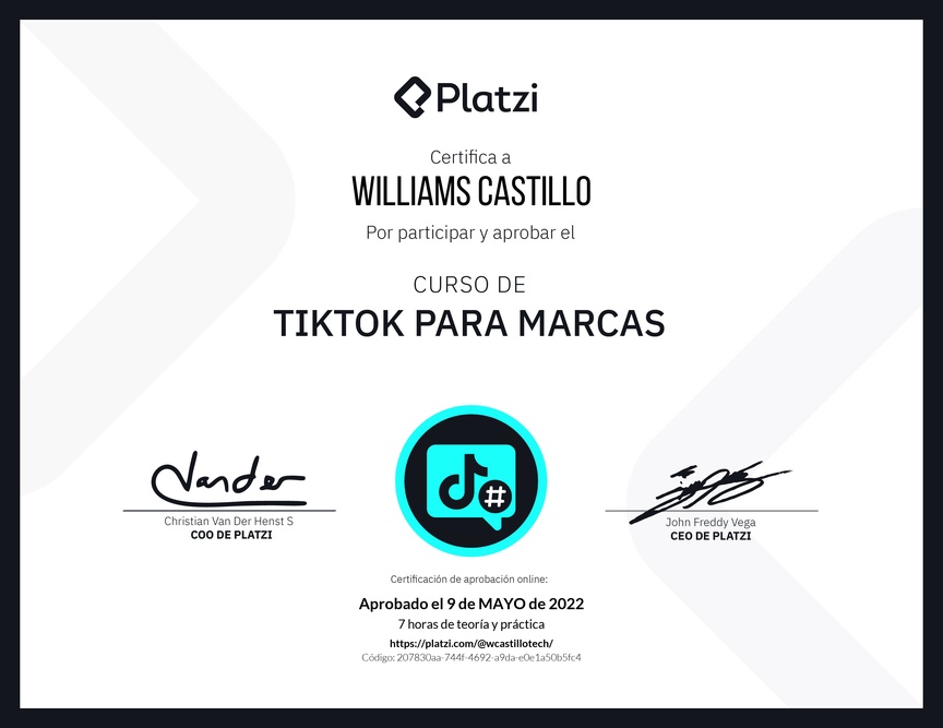 Diploma del Curso de Optimización de Estrategias de Marca en TikTok