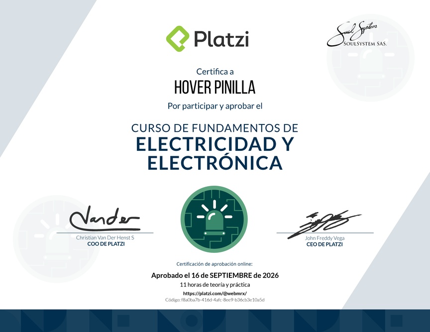 Diploma del Curso de Fundamentos de Electricidad y Electrónica