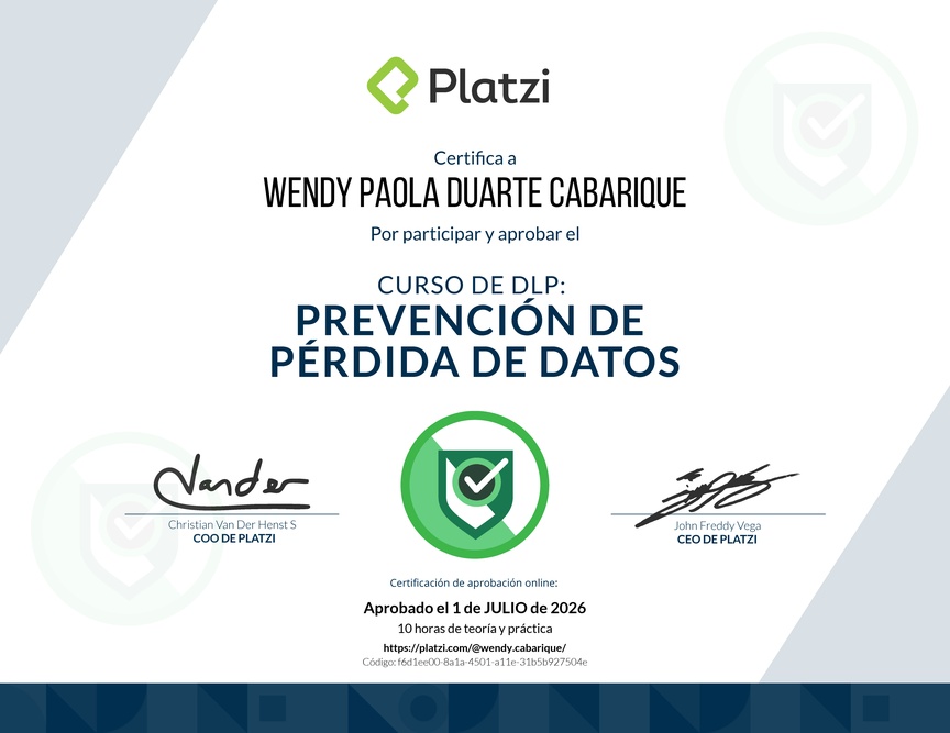 Diploma del Curso de DLP: Prevención de Pérdida de Datos