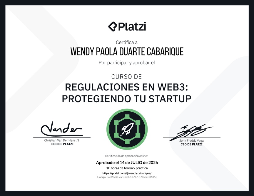 Diploma del Curso de Regulaciones en Web3: Protegiendo tu Startup