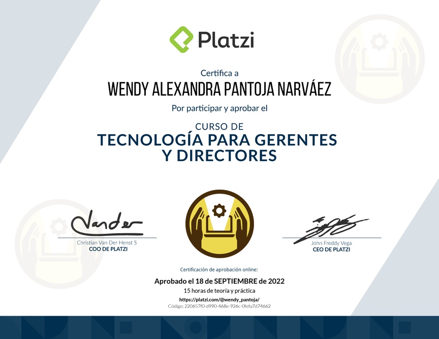 Diploma del Curso de Tecnología para Gerentes y Directores