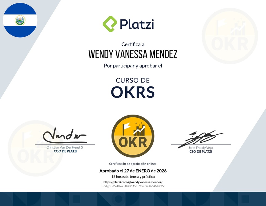 Diploma del Curso de OKRs: Herramienta Clave para Managers