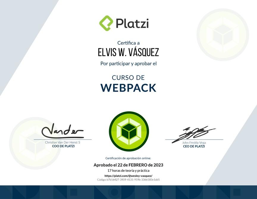 Diploma del Curso de Webpack