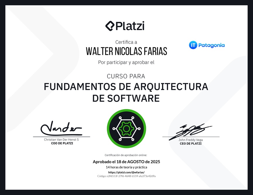 Diploma del Curso de Fundamentos de Arquitectura de Software